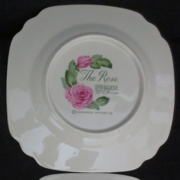 New Syracuse China 8" Floral Plates White Pinks Greens 1960s Vintage Set of 4 - Picture 9 of 16